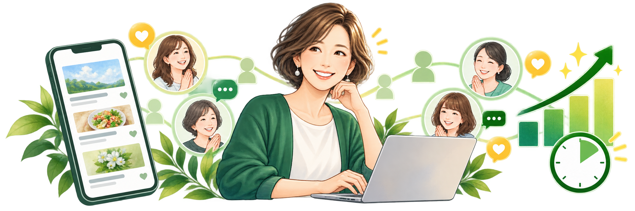 ブログの読者とのつながりやアクセス向上を表すイラスト