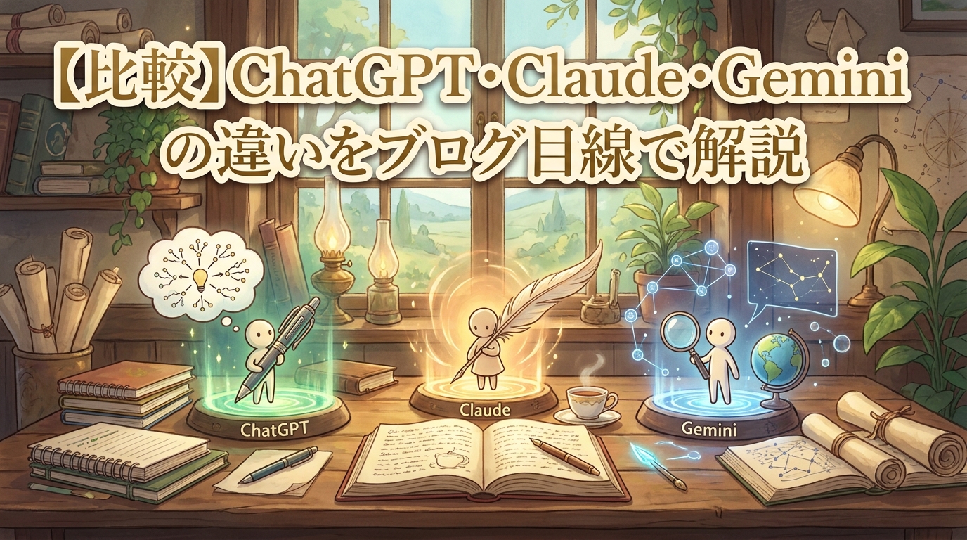 【比較】ChatGPT・Claude・Geminiの違いをブログ目線で解説