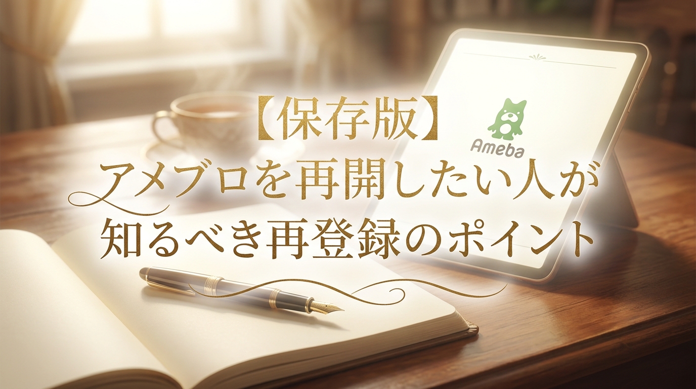 【保存版】アメブロを再開したい人が知るべき再登録のポイント
