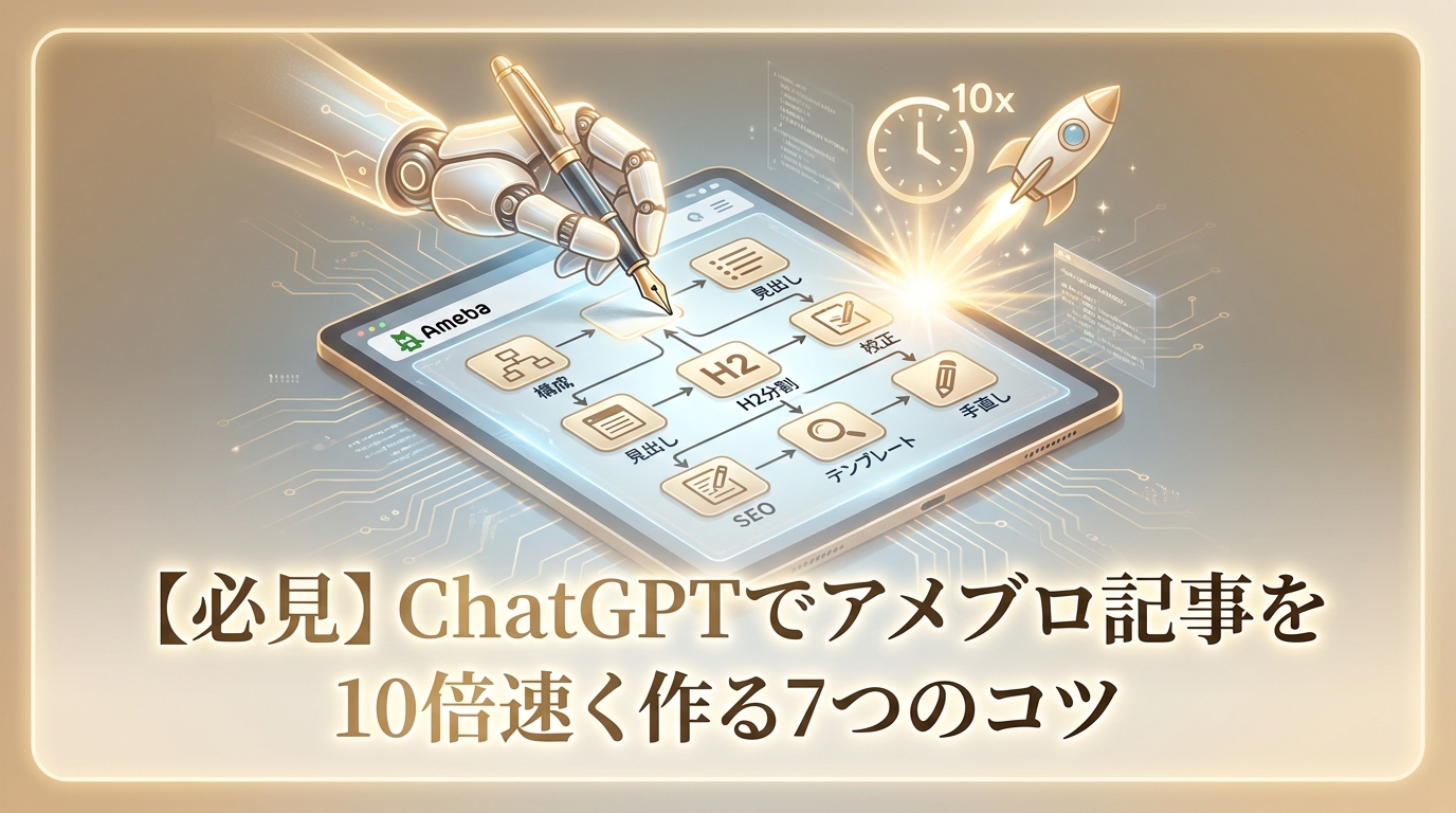 【必見】ChatGPTでアメブロ記事を10倍速く作る7つのコツ