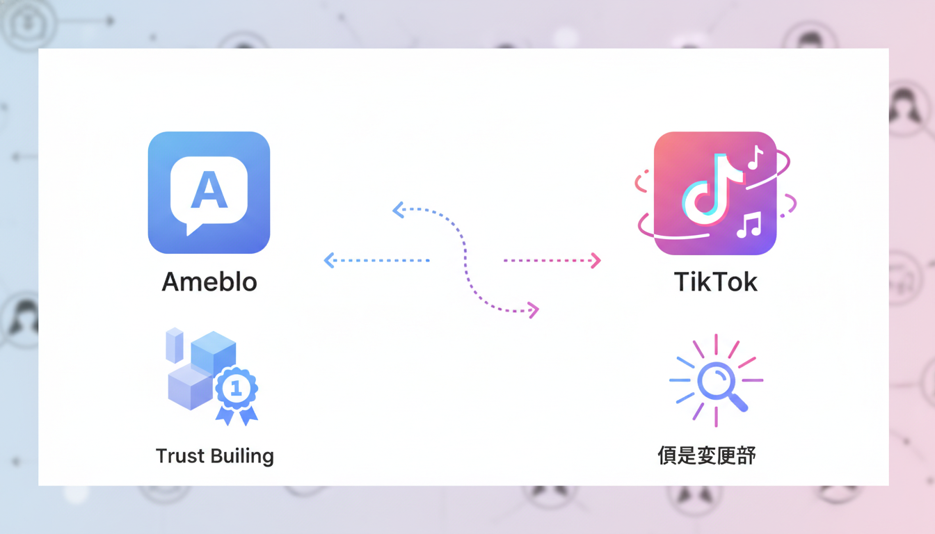 アメブロは信頼づくり、TikTokは興味づくりとして連携するのが効果的です